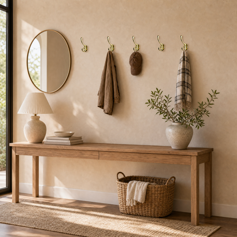 Solid Brass Double Wall Hook – Handmade Coat, Towel & Bag Hook