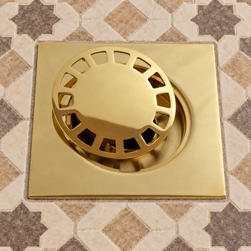 Moroccan Solid Brass Square Floor Drain with Removable Cover