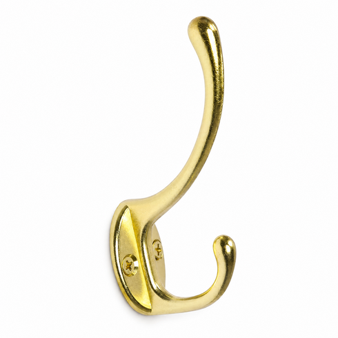 Solid Brass Double Wall Hook – Handmade Coat, Towel & Bag Hook