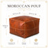 Anchor your room with a sleek, handmade Moroccan square leather pouf.