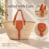 Straw Market Basket, Moroccan Handwoven Tote, Leather Handle Beach Bag