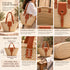 Straw Market Basket, Moroccan Handwoven Tote, Leather Handle Beach Bag