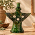 Tamegroute Candle Holder, Green Moroccan Pottery, Handmade Ceramic Candlestick, Rustic Home Decor