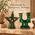 Tamegroute Candle Holder, Green Moroccan Pottery, Handmade Ceramic Candlestick, Rustic Home Decor