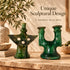 Tamegroute Candle Holder, Green Moroccan Pottery, Handmade Ceramic Candlestick, Rustic Home Decor