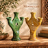 Tamegroute Candle Holder, Green & Ocher Moroccan Pottery, Handmade Ceramic Candlestick, Boho Decor