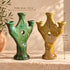 Tamegroute Candle Holder, Green & Ocher Moroccan Pottery, Handmade Ceramic Candlestick, Boho Decor