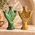Tamegroute Candle Holder, Green & Ocher Moroccan Pottery, Handmade Ceramic Candlestick, Boho Decor