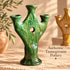 Tamegroute Candle Holder, Green & Ocher Moroccan Pottery, Handmade Ceramic Candlestick, Boho Decor