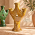 Tamegroute Candle Holder, Green & Ocher Moroccan Pottery, Handmade Ceramic Candlestick, Boho Decor