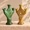 Tamegroute Candle Holder, Green & Ocher Moroccan Pottery, Handmade Ceramic Candlestick, Boho Decor