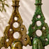 Tamegroute Candle Holder, Green & Ocher Moroccan Pottery, Handmade Ceramic Candlestick, Rustic Decor