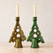 Tamegroute Candle Holder, Green & Ocher Moroccan Pottery, Handmade Ceramic Candlestick, Rustic Decor