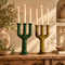 Tamegroute Candle Holder, Moroccan Ceramic Candelabra, Green Yellow Pottery, Handmade Boho Home Decor