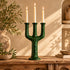 Tamegroute Candle Holder, Moroccan Ceramic Candelabra, Green Yellow Pottery, Handmade Boho Home Decor