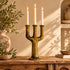 Tamegroute Candle Holder, Moroccan Ceramic Candelabra, Green Yellow Pottery, Handmade Boho Home Decor