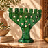 Tamegroute Candle Holder, Moroccan Green & Ocher Pottery, Handmade Ceramic Candelabra, Rustic Home Decor