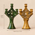 Tamegroute Candle Holder, Moroccan Green & Ochre Ceramic Candelabra, Handmade Pottery Home Decor