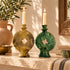 Tamegroute Candle Holder, Moroccan Green & Ochre Ceramic Candlestick, Handmade Pottery, Boho Home Decor
