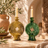 Tamegroute Candle Holder, Moroccan Green & Ochre Ceramic Candlestick, Handmade Pottery, Boho Home Decor