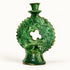 Tamegroute Candle Holder, Moroccan Green & Ochre Ceramic Candlestick, Handmade Pottery, Boho Home Decor
