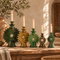 Tamegroute Candle Holder, Moroccan Green & Ochre Pottery, Handmade Ceramic Candlestick, Boho Decor