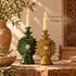 Tamegroute Candle Holder, Moroccan Green & Ochre Pottery, Handmade Ceramic Candlestick, Boho Decor