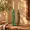 Tamegroute Candle Holder, Moroccan Green & Ochre Pottery, Handmade Ceramic Candlestick, Boho Home Decor