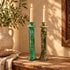 Tamegroute Candle Holder, Moroccan Green & Ochre Pottery, Handmade Ceramic Candlestick, Boho Home Decor