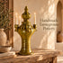 Tamegroute Candle Holder, Moroccan Pottery Candelabra, Handmade Ceramic Decor, Olive Green Candle Stand