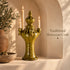 Tamegroute Candle Holder, Moroccan Pottery Candelabra, Handmade Ceramic Decor, Olive Green Candle Stand
