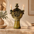 Tamegroute Candle Holder, Moroccan Pottery, Handmade Ceramic Candelabra, Green Ochre Berber Home Decor