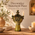 Tamegroute Candle Holder, Moroccan Pottery, Handmade Ceramic Candelabra, Green Ochre Berber Home Decor