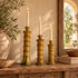 Tamegroute Candlestick Set, Moroccan Pottery Candle Holders, Handmade Yellow Ochre Ceramic Decor