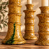 Tamegroute Candlestick Set, Moroccan Pottery Candle Holders, Handmade Yellow Ochre Ceramic Decor