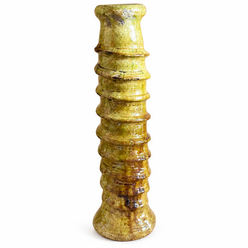 Tamegroute Ceramic Floor Vase, Handmade Moroccan Yellow Pottery, Tall Rustic Decorative Vase, Boho Home Decor