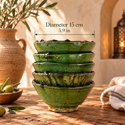 Tamegroute Green Bowls, Moroccan Pottery Bowl, Handmade Ceramic Serving Bowl, Rustic Tableware