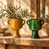 Tamegroute Vase Green & Yellow, Moroccan Pottery Vase, Handmade Ceramic Urn, Rustic Boho Home Decor, Flower Vase