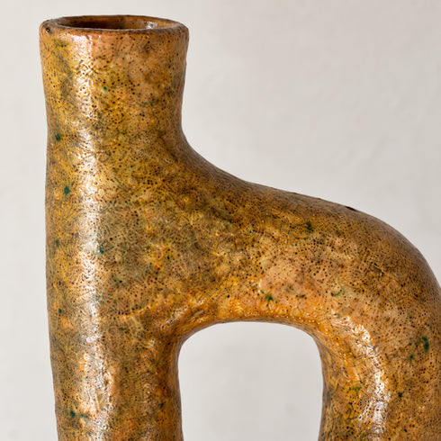 Tamegroute Vase Yellow Moroccan Pottery, Handmade Ceramic Vase, Sculptural Decor, Moroccan Home Accent