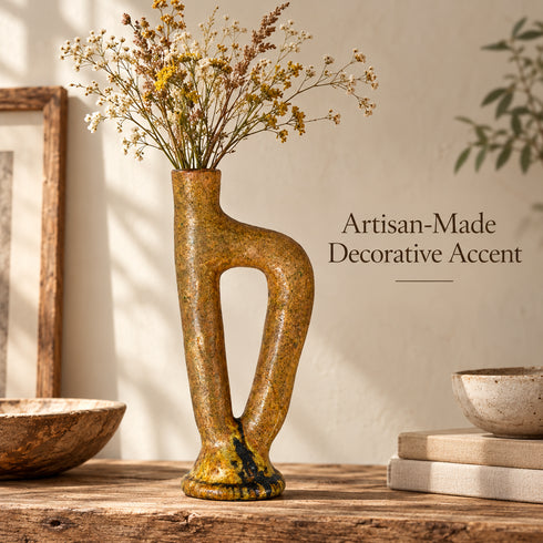 Tamegroute Vase Yellow Moroccan Pottery, Handmade Ceramic Vase, Sculptural Decor, Moroccan Home Accent