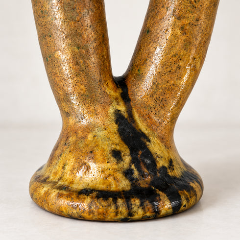 Tamegroute Vase Yellow Moroccan Pottery, Handmade Ceramic Vase, Sculptural Decor, Moroccan Home Accent
