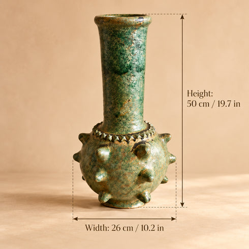 Tamegroute Vase, Moroccan Green Pottery, Handmade Ceramic Vase, Boho Decor, Artisan Home Accent