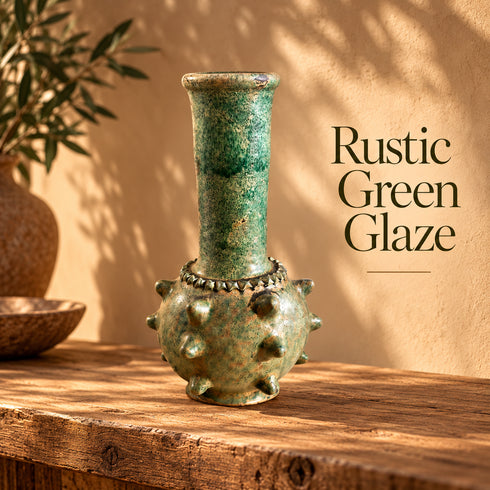 Tamegroute Vase, Moroccan Green Pottery, Handmade Ceramic Vase, Boho Decor, Artisan Home Accent
