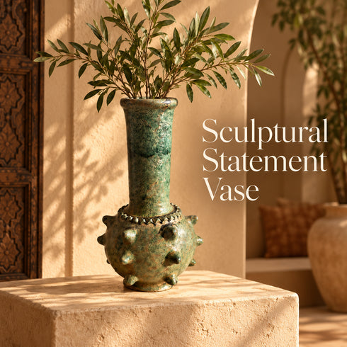 Tamegroute Vase, Moroccan Green Pottery, Handmade Ceramic Vase, Boho Decor, Artisan Home Accent