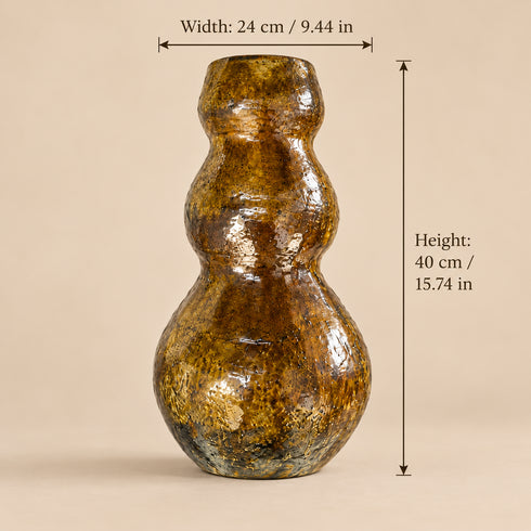 Tamegroute Vase, Moroccan Pottery, Handmade Ceramic Vase, Ochre Green Vase, Moroccan Home Decor