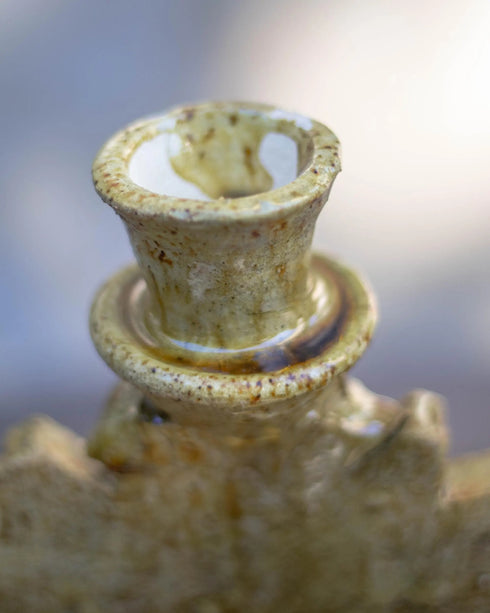 Illuminate your mantle with an Art of handmade Tamegroute ceramic candlestick.