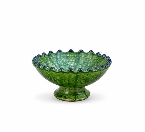Bring desert heritage to your table with an Art of handmade Tamegroute green bowl.