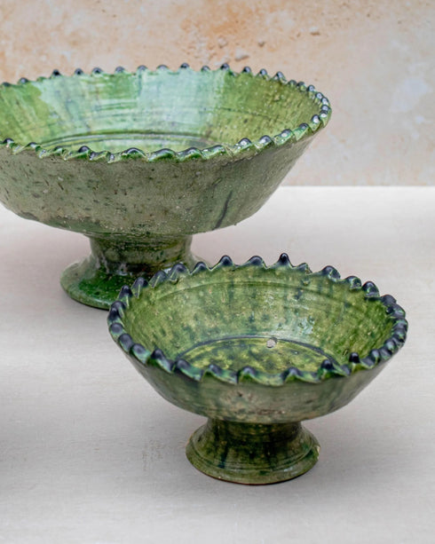 Bring desert heritage to your table with an Art of handmade Tamegroute green bowl.