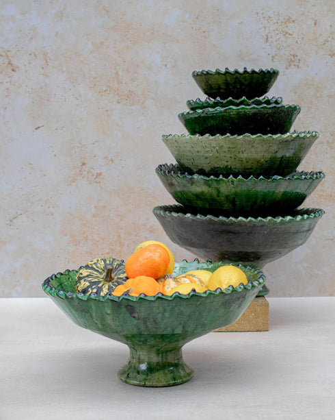 Bring desert heritage to your table with an Art of handmade Tamegroute green bowl.
