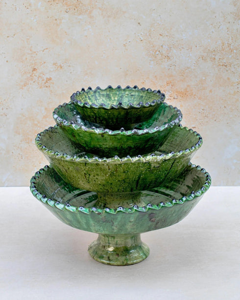 Bring desert heritage to your table with an Art of handmade Tamegroute green bowl.